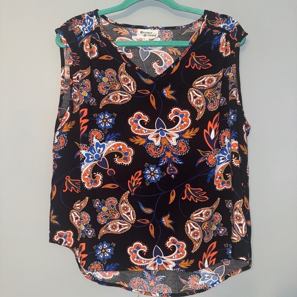 EUC Anthropologie Hester & Orchard Paisley Sleeveless Loose Blouse Size XL